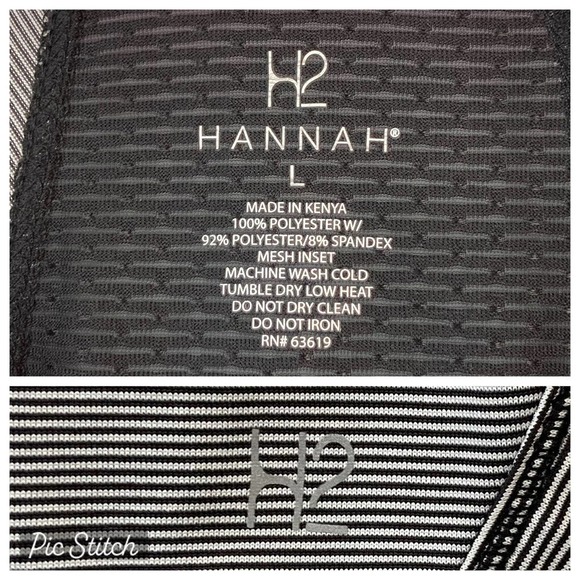 Hannah H2 Black Pink Striped Breathable Mesh Inset Short Sleeve Shirt Size L - Picture 9 of 12